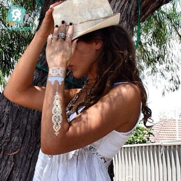 3 sheets Golden Silver Temporary Tattoo - Picture 8 of 11